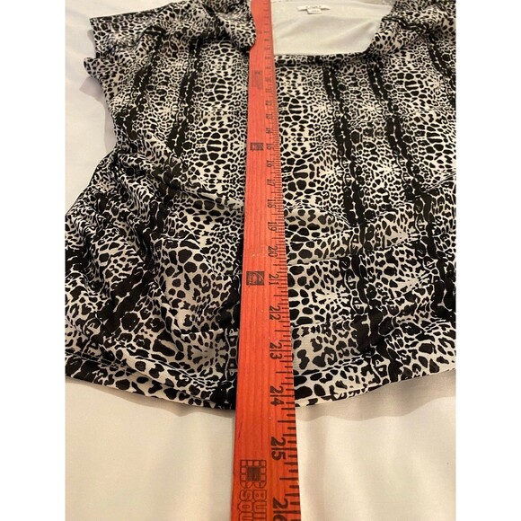 Cato Blouse Womens Plus Size XL Top Cap Sleeve Black & White Print Casual - Picture 7 of 7